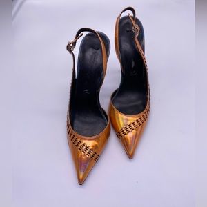 Theory Laser Copper Vero Cuero Slingback Silhouette size 37 Pointed toe NWOT